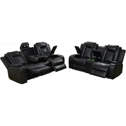 RPD4-Recliner sofa.Black Power Recliner Sofa Set for Living Room