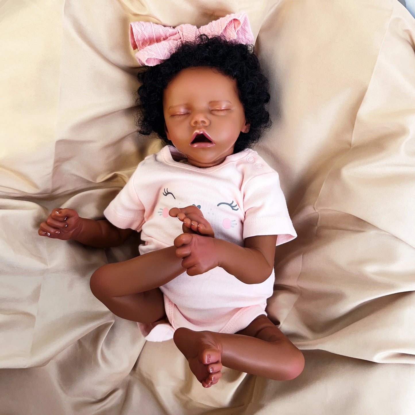Risbecko 17 Inch Lifelike Black Reborn Baby Doll - African American Soft Cloth Body Doll - Birthday Gift/Christmas Gift