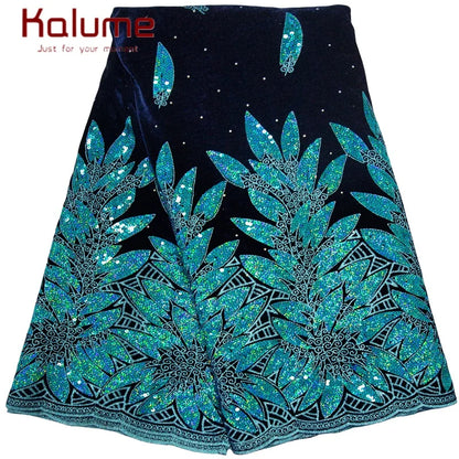 Kalume African Tulle Lace Fabric Sequins 2025 Nigerian Tulle Velvet Lace Fabric Tissue Fabric for Party Sew Cloth F3576