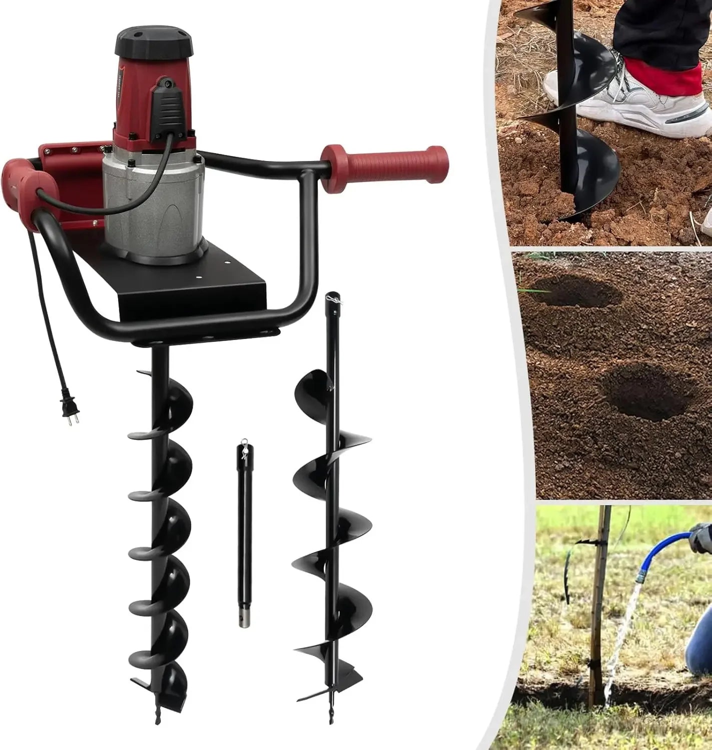 1500W Post Hole Digger,Electric Post Hole Auger Earth Auger Digging Dril Digging MachineTrenching in Garden (1500W,1x6" Drill)