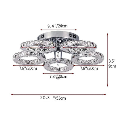 Modern Lustres K9 Crystal Chandelier Ceiling Lamps 3 Rings Stainless Steel Hanging Light Fixture Led Pendant Lamp Home Appliance