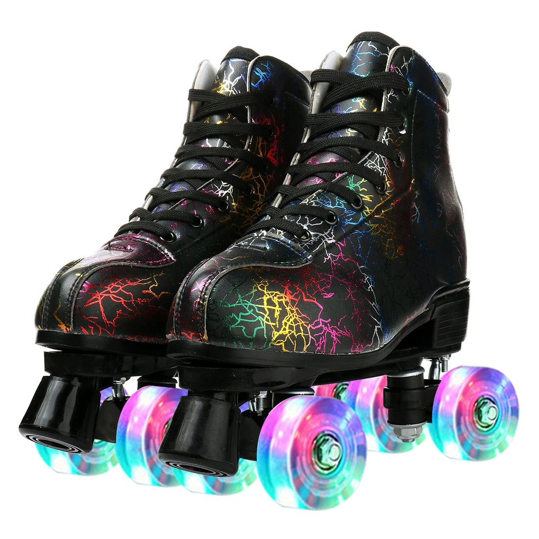 Zebra Printed Roller Skates Quad Skates Sneakers Flash Wheel Shoes Unisex Roller Skates PU Leather Roller Skates Skating Shoes