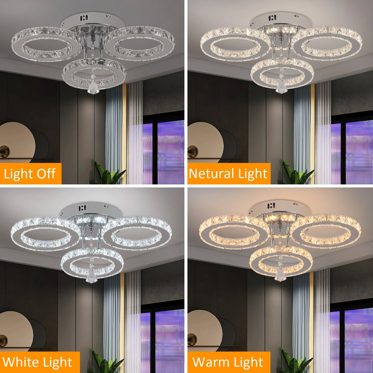 Modern Crystal Led Ceiling Chandelier Light RC With Remote Control Pendant Lights Home Decor for Bedrom Luminaire Light Fixtures