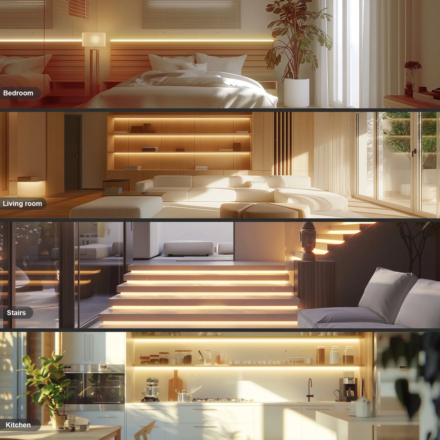 COB LED Strip Light 6m 324led/m Warm/Natural/Cold White High CRI 90+ with RF Remote Light Strip Flexible for Bedroom Kitchen