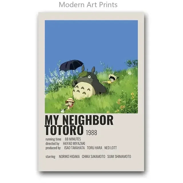 Japanese Hayao Miyazaki Anime Totoro Spirited Away Movie Cartoon Wall Art Canvas Painting Wall Pictures for Living Room Decor