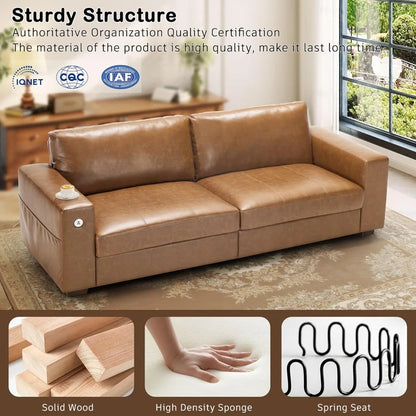 89" Sofa for Living Room, Modern Comfy Sofa with Medium Firm Seat Cushion, Removable Cover,Wide Armrest,USB/Type-C Port