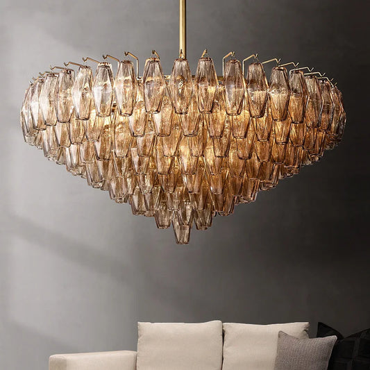 Luxury American Glass Chandelier Ceiling Light Modern Chandeliers for Living Room Pendant Lights Lustre Salon Dining Table Set