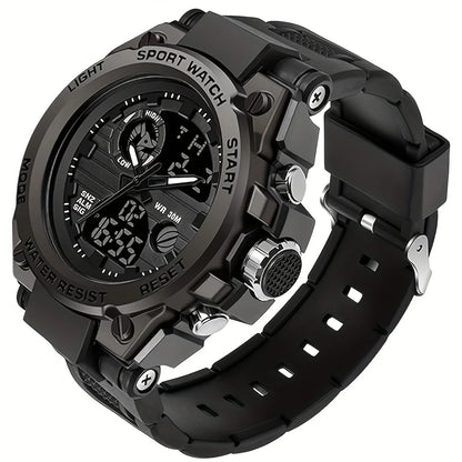 Watches for Men Watch Outdoor LED Stopwatch Digital Electronic Large Dual Display Tough Electronic Clock Wrist Watches for Men