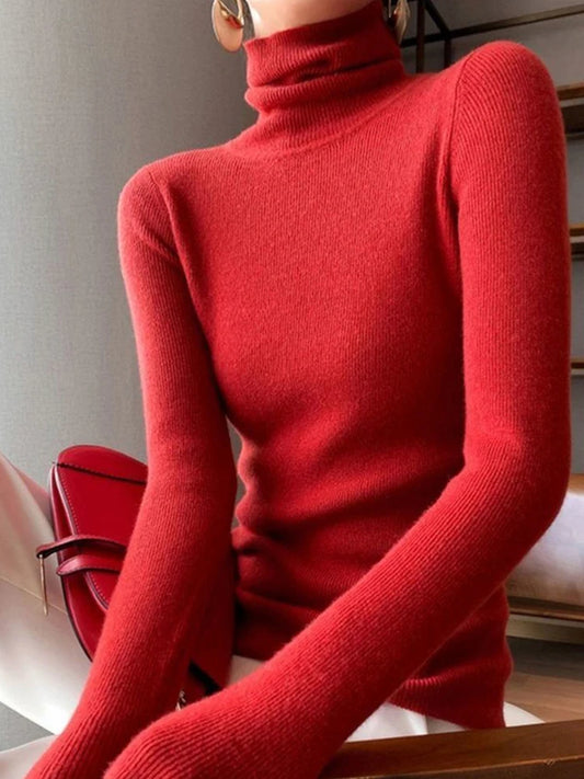 2025 Women Sweater Autumn Winter Long Sleeve Turtleneck Pullovers Warm Bottoming Korean Fashion Sweater Knitwear Soft Jumpers