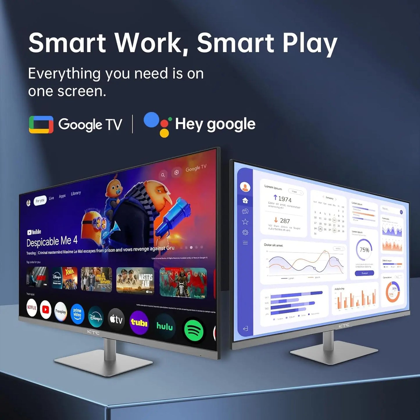 32 Inch 4K Smart Monitor with Google TV System UHD 3440x2560P Hey Google Voice Remote Netflix Licensed Dolby
