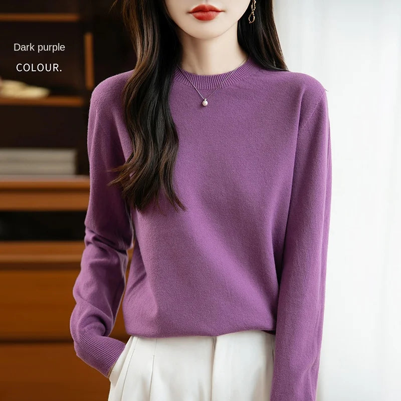 Women 22 colors weater O-neck Autumn Winter Basic 100% Andy velvet Warm Casual Pulls Jumpers Korean FashionSpring Knitwear 2025