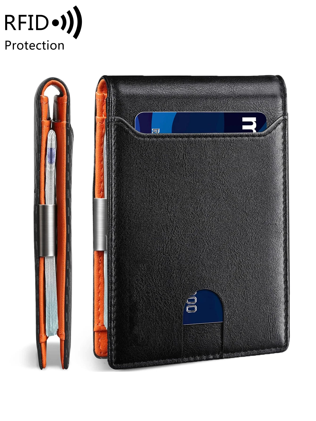 Minimalist men's wallet multifunctional RFID blocking front pocket portable card holder solid color large capacity 11 cardwallet