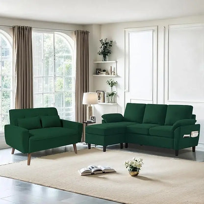 79" Convertible Sectional Sofa Sets, Modern L Shaped 3-Seat Couches with Reversible Chaise and Loveseat Sets for Living Room