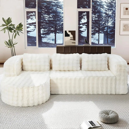 96" Cloud Sectional Couch Modern Boneless Couch 3 Seater with Oversized Chaise L Shaped Modular Sofa Couches for, Customized