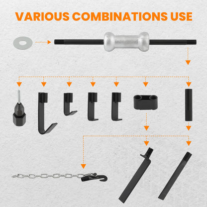 18Pcs Slide Hammer Dent Puller Auto Body Repair Bearing Axle Remover Hex Nut Tool