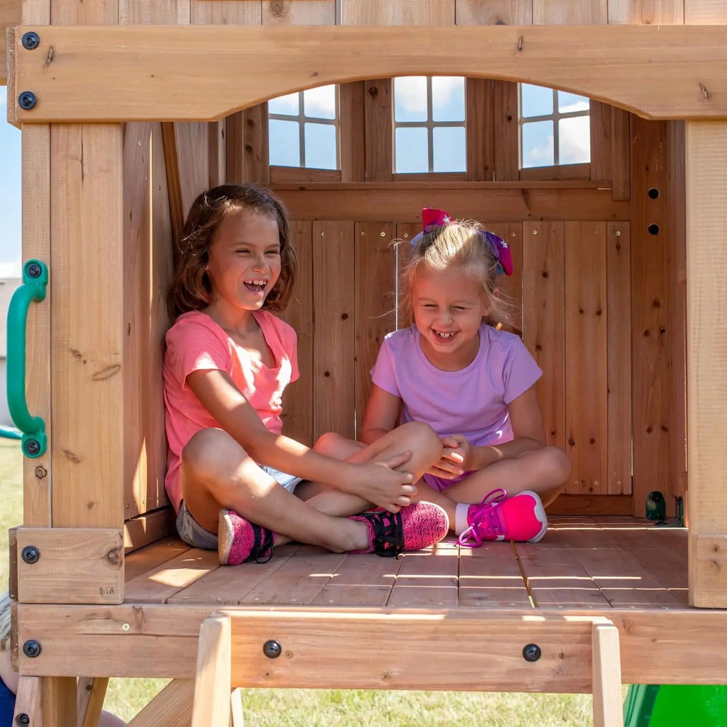 Backyard Discovery Montpelier Cedar Wood Swing Set, Ages 3-6 Years, Wave Slide, Clubhouse, Monkey Bars, Picnic Area, Belt Swings