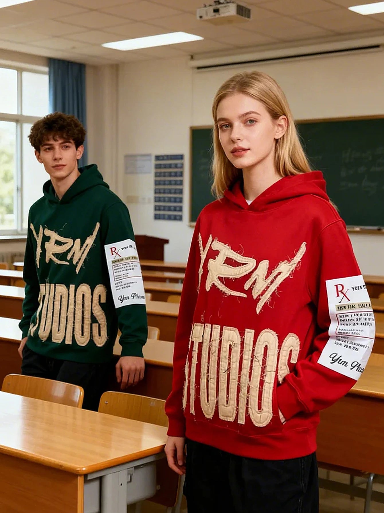 Oversized Hoodies with Embroidered Letters for Men. Y2K Street Hip-hop Style Red Hoodie Fall Jacket for Couples.