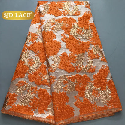 SJD LACE Nigerian Brocade Lace Fabric 2025 High Quality French Gilded Jacquard Lace Damask Dress For Women Wedding Party Sew4096