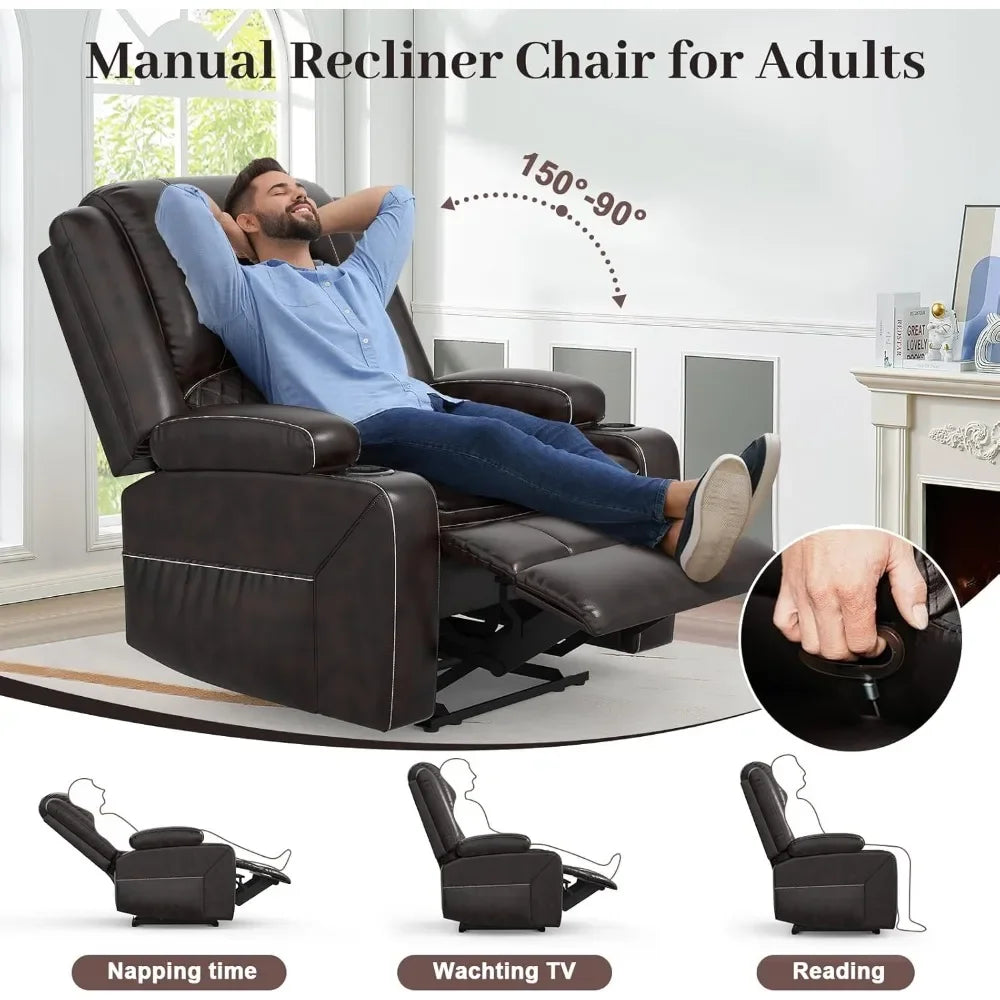 Minimalist 3 seater recliner sofa set with 2-tier cushion, 3+1 pieces in living room, 3 seater reclining couch leather with remo