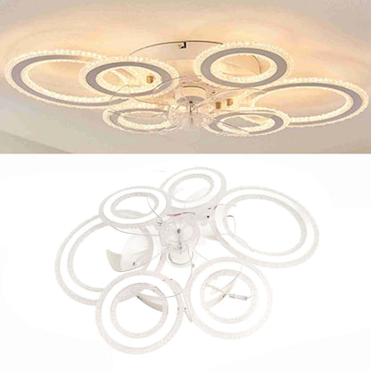 Ceiling Fan Light LED Nordic Modern Ceiling Fan Lamp 6 Rings Ceiling Fan Light for Bedroom Living Room Dining Room