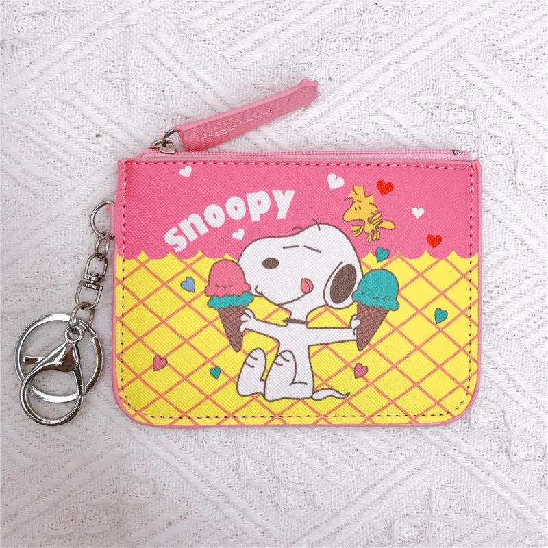 Snoopy Coin Purses Charlie Brown Cute Wallet Women Leisure Woodstock Zipper Card Holder Coin Pouch Lady Cases Giirls