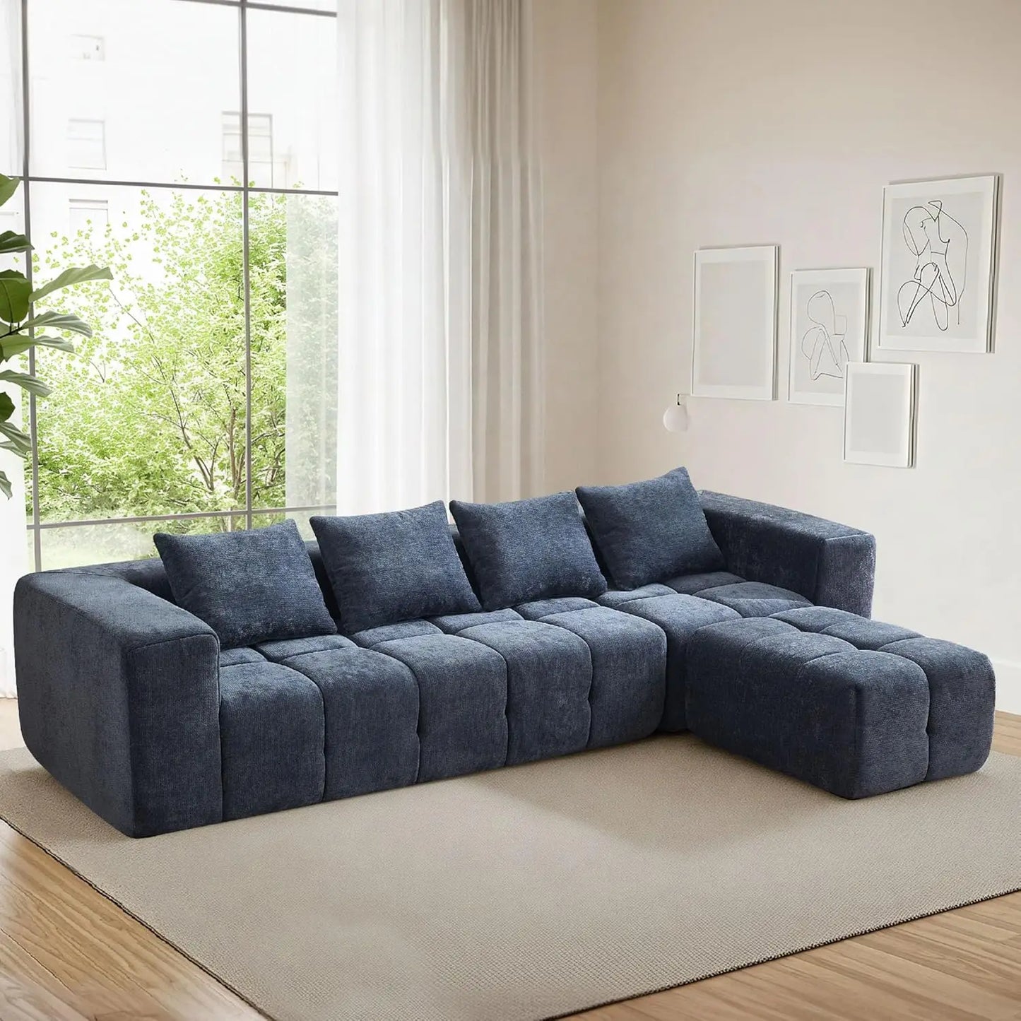 119" Oversized Cloud Boneless Couches for Living Room, Modern Tufted Modular Sectional Sofa with Deep Seat &, Customized