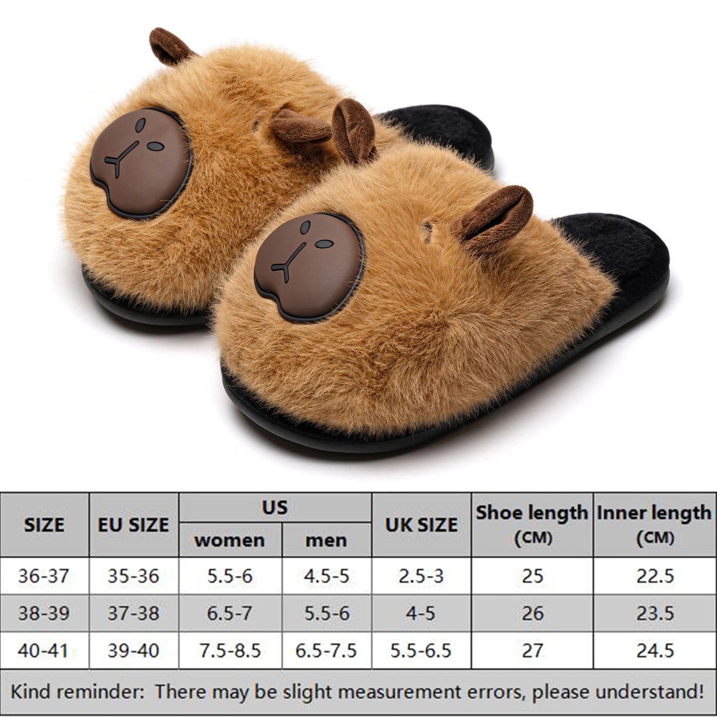 Capybara Cotton Slippers Women Men Winter Thermal Slippers Cute Cartoon Animals Shoes Home Indoor Non Slip Soft Plush Slippers