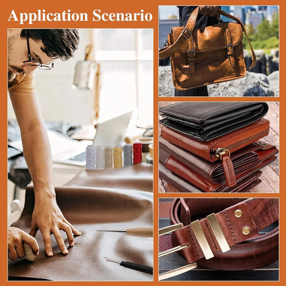 Leather Upholstery Repair Sewing Kit with 12 Colors Waxed Thread Heavy Duty Sewing Needles Awls for Shoes Sofa Carpet Repair