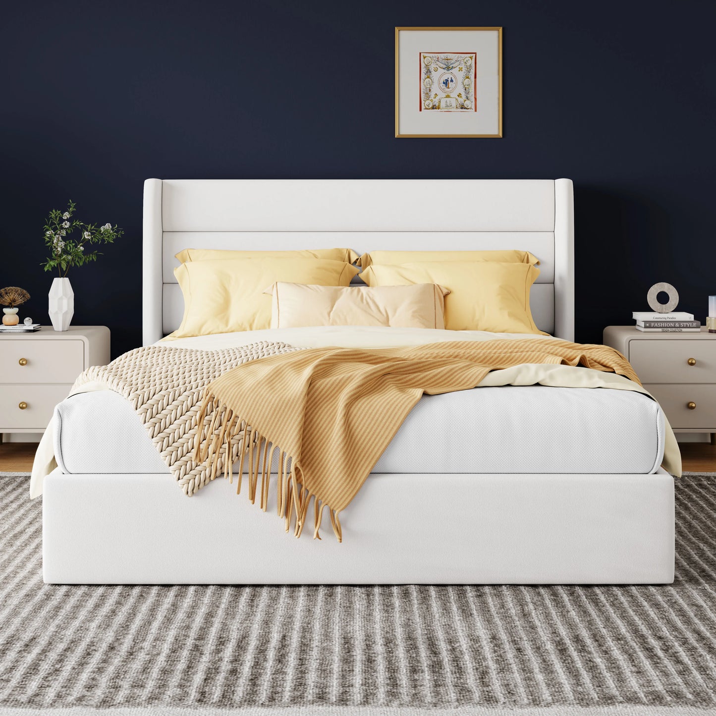 HOOMIC Lift Up Storage Platform Bed Frame with Wingback Headboard/Heavy Duty Hydraulic Bed/Large Underneath Storage, Noise Free