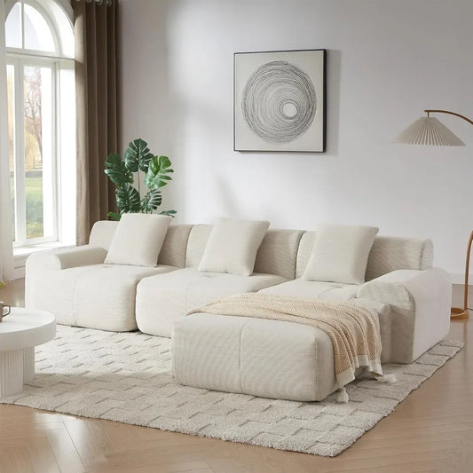 Cloud Couch Boneless Oversized Modular Sectional Sofa with Ottoman Deep Seat Soft Corduroy for Living Room