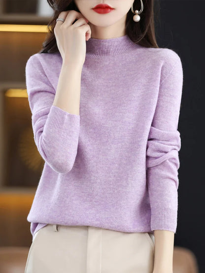 100% Merino Wool Cashmere Sweater Women Knitted Sweater Turtleneck Long Sleeve Pullovers Autumn Winter Clothing Warm Jumper Tops