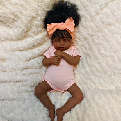 Risbecko 20 Inch Lifelike Black Reborn Baby Doll - African American Soft Cloth Body Doll - Birthday Gift/Christmas Gift