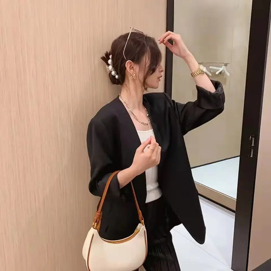 Fashionable Underarm Women's Shoulder Bag French High-End Sensation Trendy Bag Soft PU Leather Square Shape Internal Zipper Pock