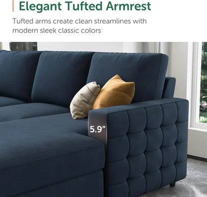 Sectional Sleeper Sofa with Pull Out Bed U-Shape Sectional Couch Sleeper Bed with Storage Chaise Lounge Living Room 6 Seater