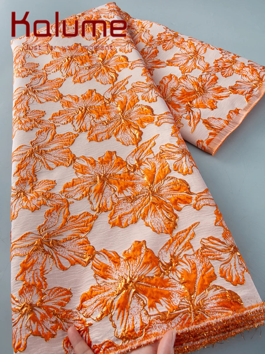 Kalume Lace Luxury African Tulle Brocade Lace Fabric High Quality French Gilding Lace Fabric For Sew Cloth Diy Party Dress F4063