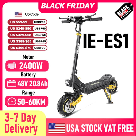 IENYRID ES1 Electric Scooter Foldable 2400W Dual Motor 48V20.8Ah Lithium Battery E-Scooter 10-inch Tires Adult City E-Scooter