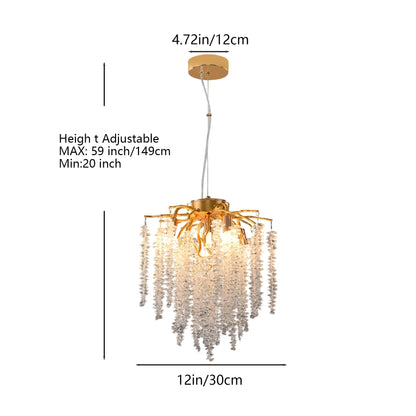 Branch style modern round crystal chandelier, G9 lamp holder (excluding light bulb), living room, bedroom, dining area, foyer