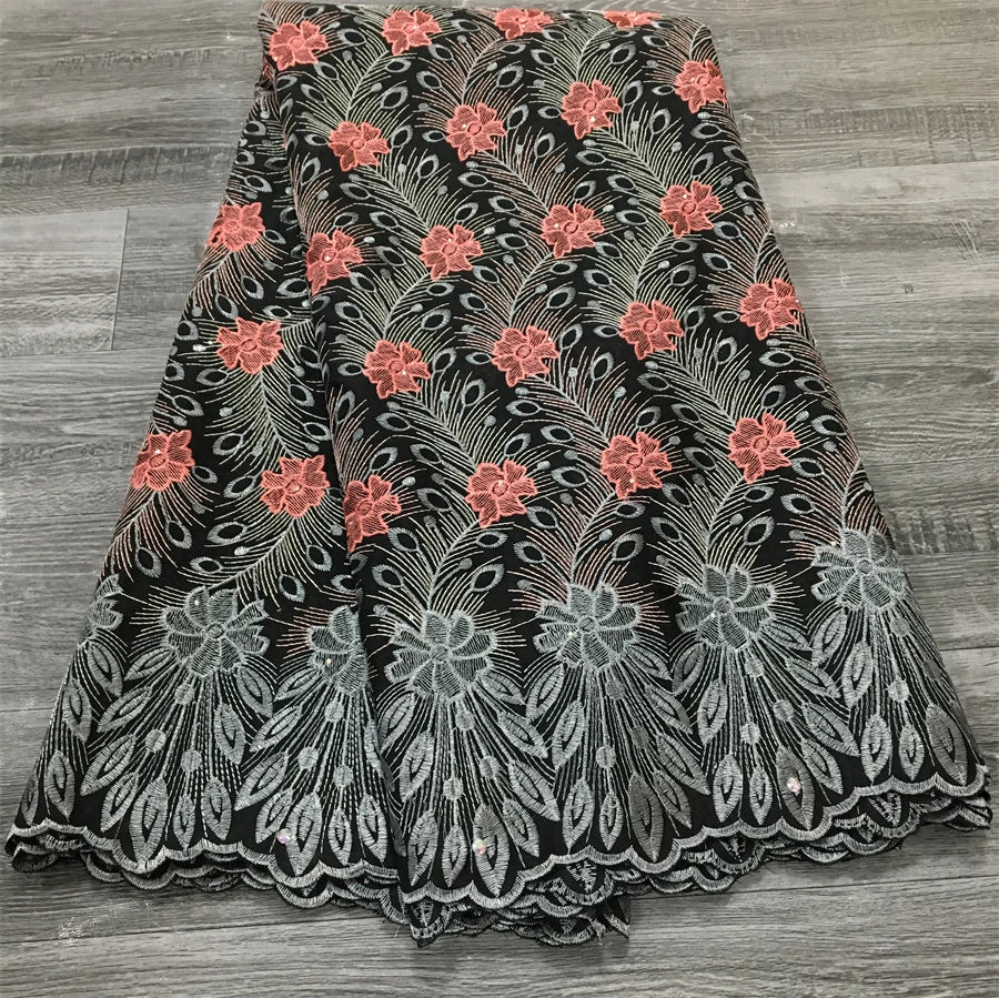 2025 High Quality New African Cotton Lace Fabric in Switzerland Nigerian Swiss Voile Lace Women Dresses Material for Sew