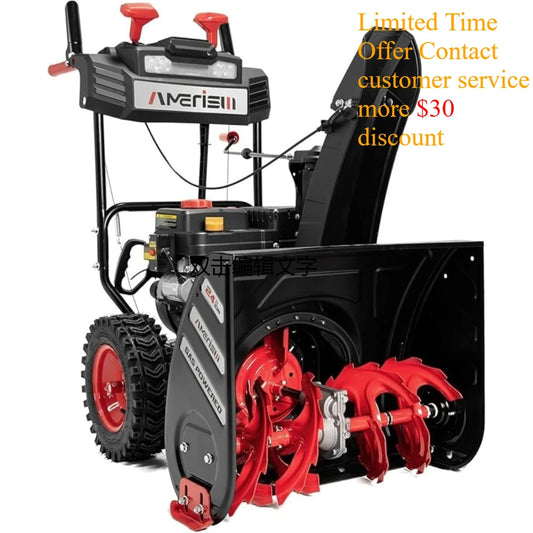 24-Inch Gas Snow Blower with 212cc 4-Cycle OHV Engine, Recoil Start, 40Ft Snow Throwing