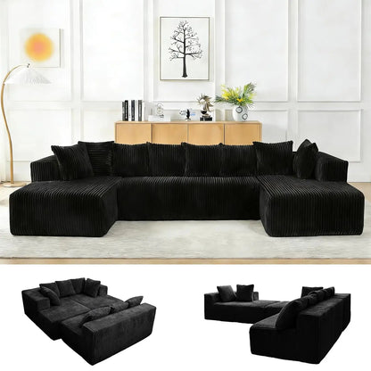 130" U Shaped Boneless Couch, Cloud Boneless Sectional Couches for Living Room, Modular Spineless Sofa Bed with, Customized