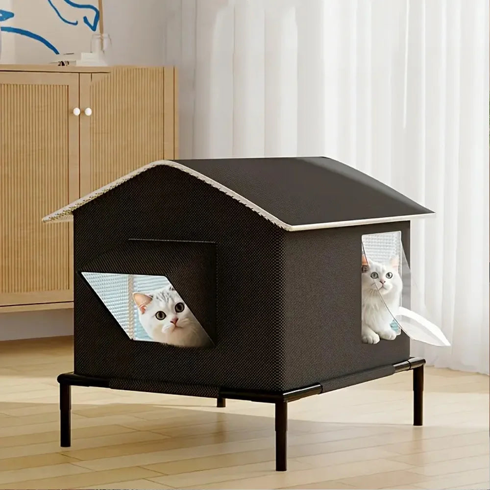 Elevated Pet House-Bed Moisture-Proof Design Cat House Weatherproof for Indoor or Outdoor Use Fits Small or Medium Pets