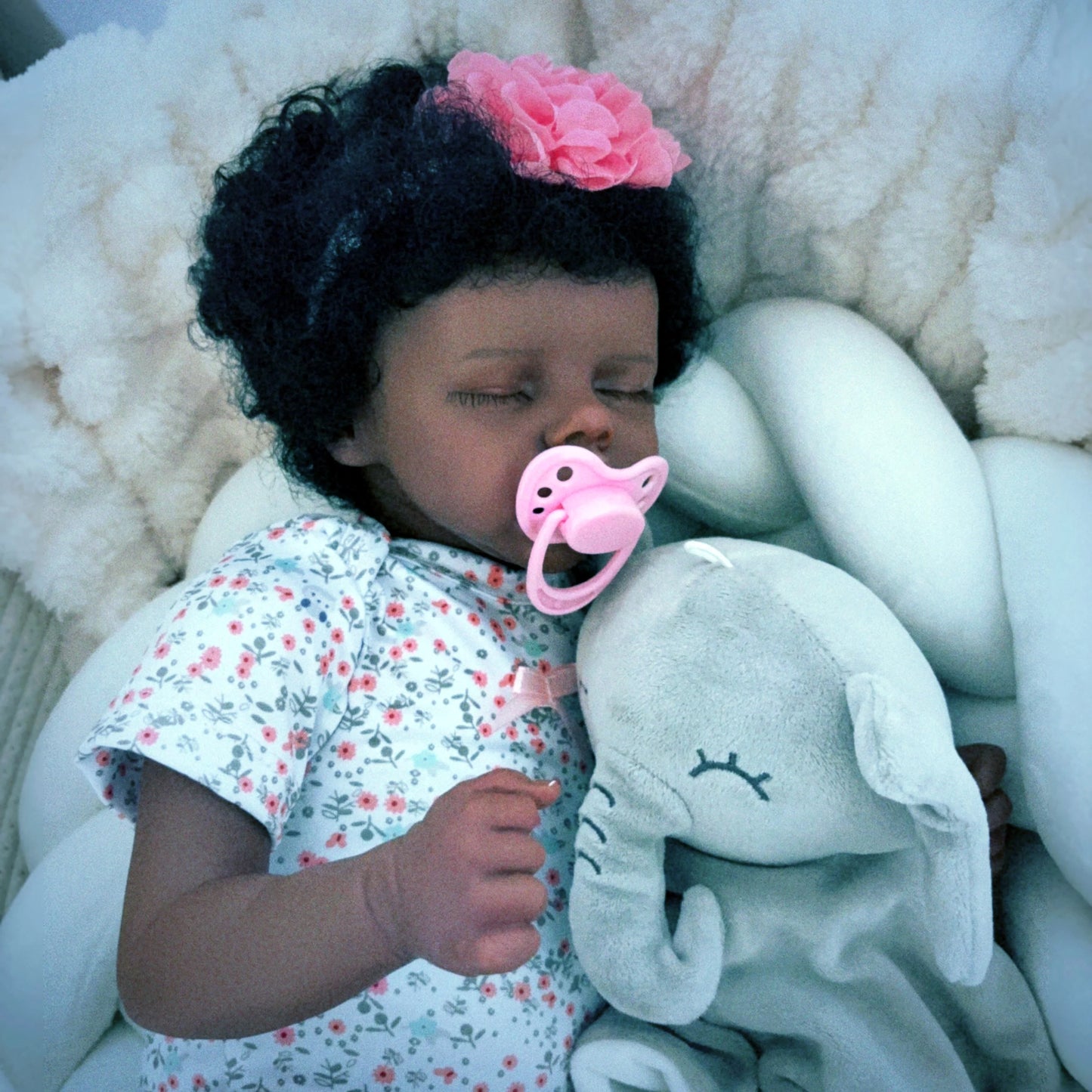 Risbecko 17 Inch Lifelike Black Reborn Baby Doll - African American Soft Cloth Body Doll - Birthday Gift/Christmas Gift
