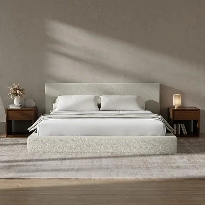 Cloud Upholstered King Bed Frame with Headboard, 5 Inch Foam Padded Platform, No Box Spring, Easy Assembly,Customized