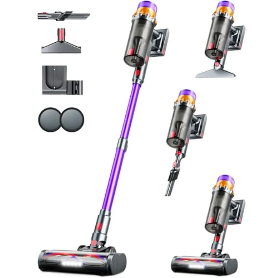 Cordless Vacuum Cleaner 500W 50KPA 70Mins for Home Self-Standing Stick Vacuum with LED Display Anti-Tangle Lightweight Recharge