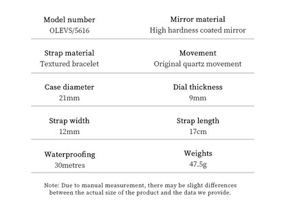 OLEVS Original Women's Wacthes Waterproof Stainless steel Calendar New Ladies Watches High Quality Square Dial Wristwatch Set