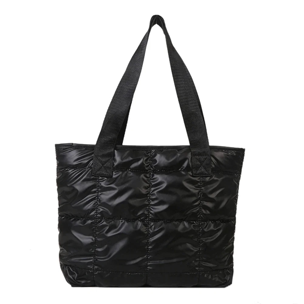 Fashion Ladies Tote Handbags Large Capacity Cotton Padded Shopping Bag Rhombus Portable Handbag Quilted Solid for Office Work