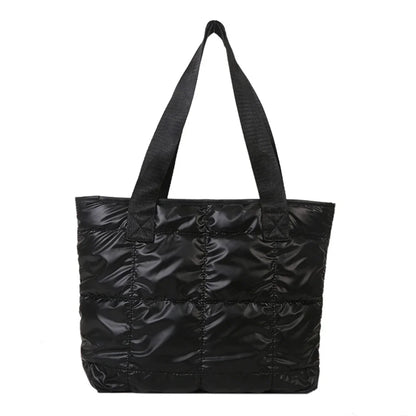 Fashion Ladies Tote Handbags Large Capacity Cotton Padded Shopping Bag Rhombus Portable Handbag Quilted Solid for Office Work