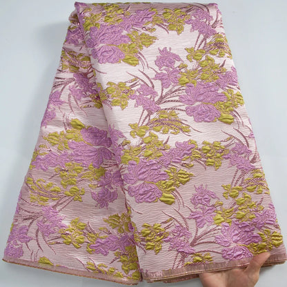 African Brocade Lace Fabrics 2025 Latest Nigerian French Tulle Damask Lace 5 Yards Jacquard For Sewing Women Party Dress A3326
