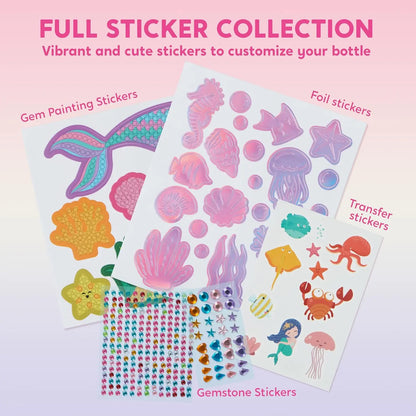 JOYFY Decorate Your Own Water Bottle Kits Mermaid DIY Gem Diamond Painting Crafts Arts for Girls Age 6+ Birthday Christmas