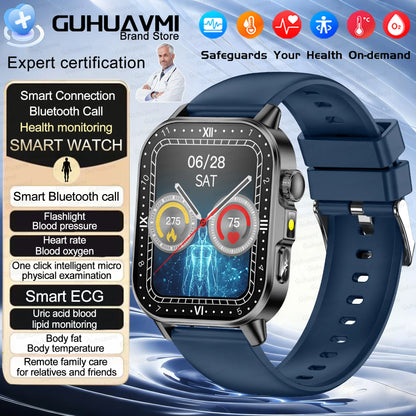 2026 New AI Health Diagnosis Smart Watch Body Analysis Uric Acid Blood lipids ECG+PPG Blood pressure call Smart watch Men Women